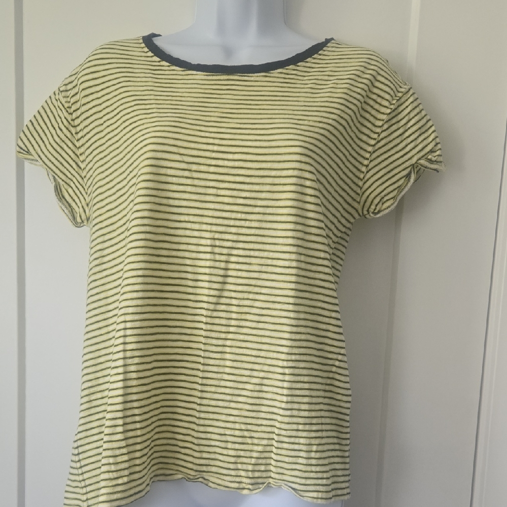 Tommy Hilfiger Yellow and Black Boxy Short Sleeve Tee